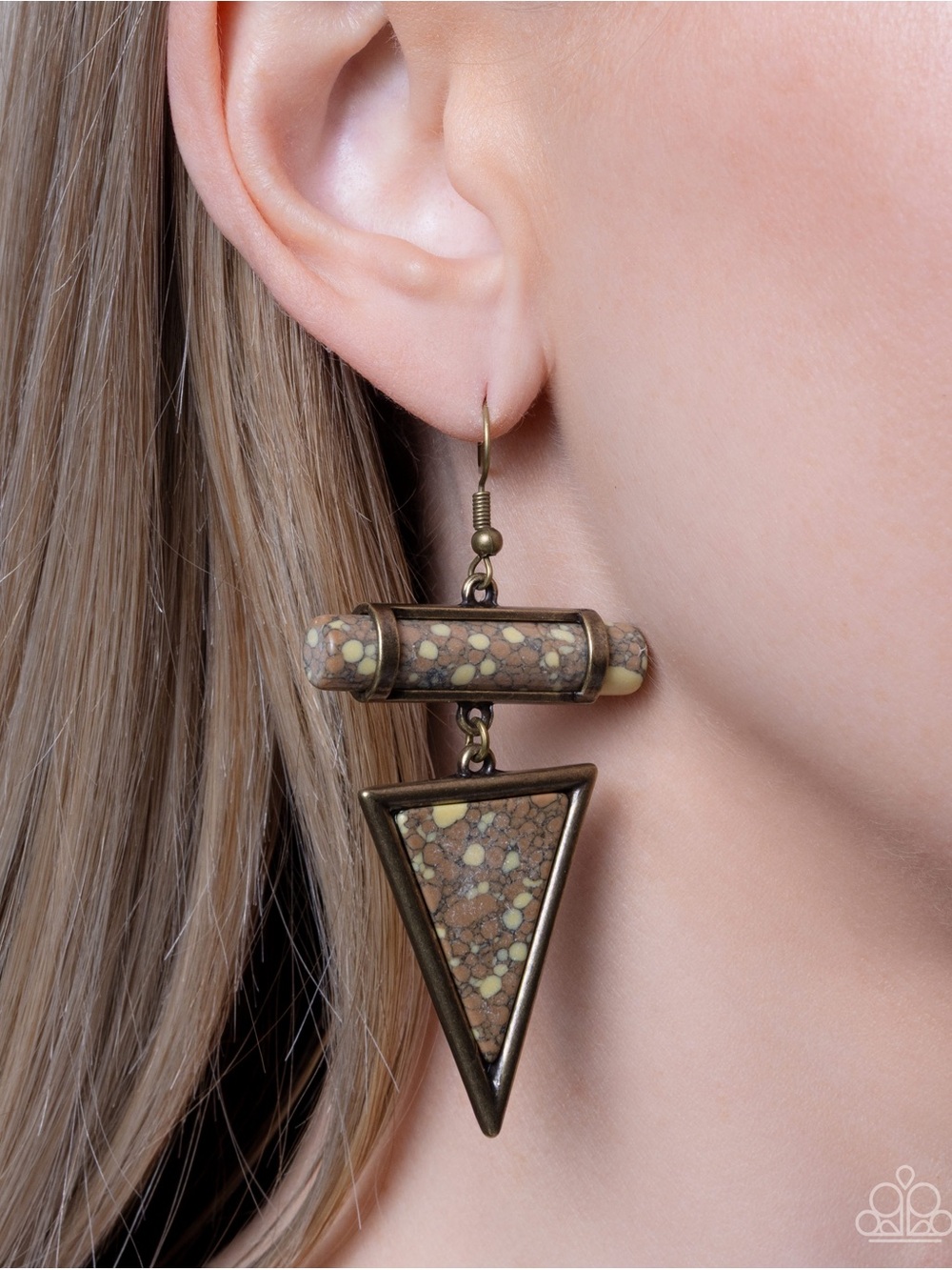 paparazzi Brown Speckled Geo Drop Earrings